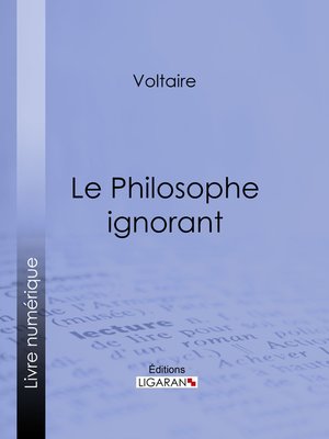 cover image of Le Philosophe ignorant
